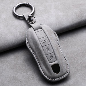 For Porsche Panamera Cayenne 971 911 9YA Macan Boxster Leather Car Key Cover Case Shell Bag Keychain Car Accessories