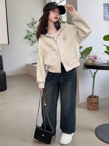 Áo Khoác Nỉ Dày Cho Bé Gái Mùa Thu Đông Xuân Thường Ngày Áo Khoác Ngoài Thời Trang Lót Lông Cừu Cho Bé Gái