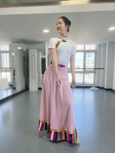 Tibetan Dance Costume Womens Large Skirt Practice Uniform Basic Training Class Performance Outfit Traditional Ethnic Folk Dance