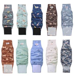 1PC Washable Male Dogs Diaper Cute Cartoon Animal Print Nappy Belly Band Wrap Reusable Pet Sanitary Pants Leak Proof Diapers