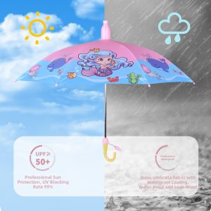 COOLNZKTTEZ | Safe Long Handle Cartoon Kids Umbrella