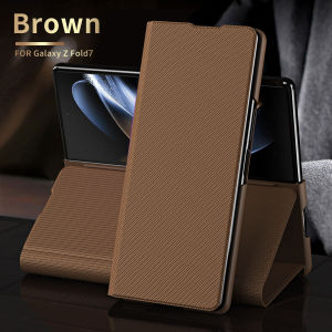 Business Sle Kevlar Carbon Fiber Texture Leather Kickstand Case Samsung Galaxy Z Fold 8 7 6 5 4 3 2 360 Full Body Protect Cover