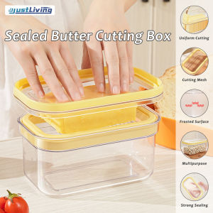 JustLiving เครื่องสไลด์เก็บเนยพลาสติกแบบสุญญากาศขนาดใหญ่จานใส่เนยภาชนะบรรจุพร้อมฝาบัตเตอร์เกอร์สำหรับเคาน์เตอร์หรือตู้เย็น-ตัดง่ายและร้านค้าสำหรับสองแท่ง3.5ออนซ์เนย