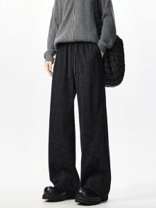 กางเกงวอร์มทรงหลวมๆ สีกรมท่า ทรงหลวมๆ สำหรับผู้ชาย กางเกงขายาวทรงตรง ทรงลำลอง สปอร์ต เอวกลาง ทรงหลวมๆ สำหรับฤดูใบไม้ร่วง