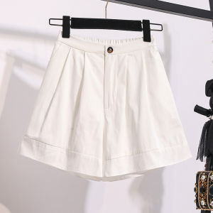 Summer New Style plus Size Womens Loose Wide Leg Casual Shorts White Elastic Waist Hot Pants S-5XL Sweet College Style