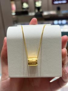 Ancient Style 24K Gold Blessing Series Fu Character as Right as Rain Necklace Female Blessing Card Pendant Fancy Clavicle Chain Does Not Fade