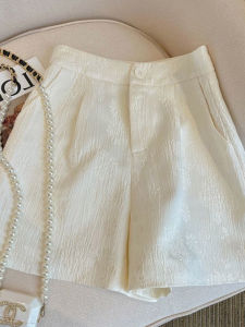 Elegant Summer French Design High Waist Slim White Print Shorts