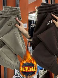 Womens High Waist Fleece Lined Thickened Sports Pants Autumn Winter Casual Loose Fit Slimming Harajuku Style Trousers