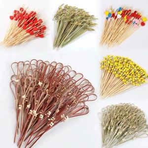 Creative Cocktail Fruit Skewers Bamboo Wood Olive Skewers Various Styles Fruit Decorative Clips Chicken Wings Party Supplies