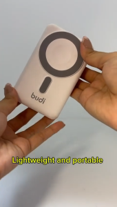 BUDI 10000 mAH 1 for 3 Magnetic Wireless Power Bank Built-in Cables
