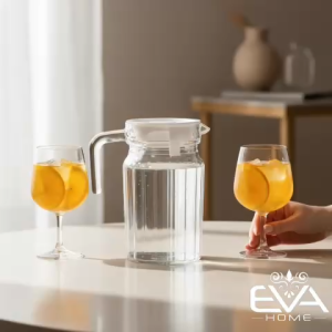 Bình Rót Sọc Đứng Thủy Tinh 500Ml Có Quai BRN10 Kèm Nắp Đậy Đựng Trà Detox