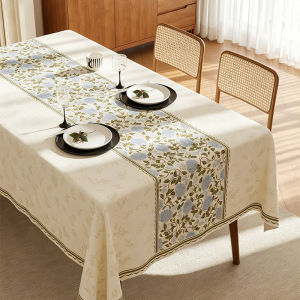 HOUGOUXIANG | Waterproof Oil-Resistant Wash-Free Tablecloth Rustic Farmhouse Style Deluxe Sense Rectangular Round Tables