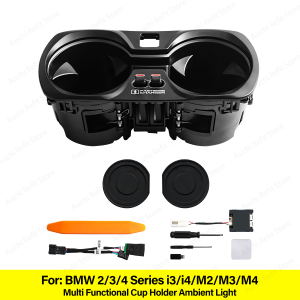 Auchi 11 Color Multifunctional Cup Holder Light for BMW 2/3/4 G20 G22 Series I3/i4/M2/M3/M4 Compatible with G Chassis Series Car
