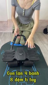 Con Lăn Tập Bụng Trợ Lực 4 Bánh 8 Đệm Máy Tập Bụng Dụng Cụ Plank Đốt Cháy Mỡ Bụng Hiệu Quả