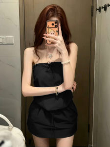 LIRUSHAN | Black Korean Style Tube Top Dress