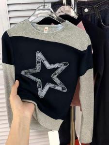 Long Sleeve T-Shirt for Girls Shoulder Insert Design Breathable Cotton Blend Spring Autumn Fashionable Base Layer Top for Kids