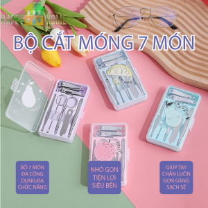 Bộ Cắt Bấm Dũa Móng Tay Dụng Cụ Làm Móng 7 Món Hộp Đựng Nhựa Kute