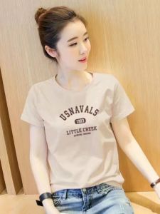 Brand Discount Womens Loose Short Sleeve T-shirt Summer Korean Style Pure Cotton Versatile Casual Shirt for 18-24 Year Olds