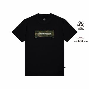 Aerostreet T Shirt Determination Hitam Kaos T-Shirt Tshirt AACAA
