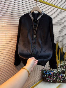 เสื้อเชิ้ตคอตั้งแขนยาวทรงหลวมสไตล์เกาหลีสำหรับผู้หญิงในฤดูใบไม้ผลิและฤดูใบไม้ร่วง ทรงหลวม ทรงเข้ารูป เสื้อเชิ้ตทรงพอดีตัว