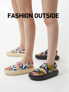 UTUNE Outdoor Sandals for Women Summer Platform Shoes Printing Beach Female Soft Slides Casual EVA Slippers 4CM Thick Sole Non-slip