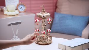 Robotime Rokr DIY Music Box Parachute Tower Wooden Building Block Amusement Park EA01