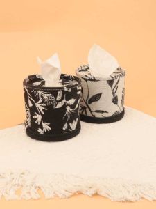 กล่องใส่ทิชชู่ Ry Original ดีไซน์ รุ่นหรูหราสไตล์วินเทจ สำหรับห้องนั่งเล่น วางบนโต๊ะกาแฟ จัดเก็บของได้ ผ้าฝ้าย ผ้าลินิน กล่องทรงกระบอกกลม