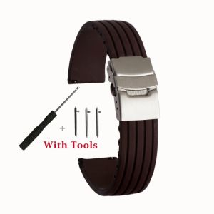 zhangeer | 18mm 20mm 22mm 24mm Quick Release Silicone Watch Strap Stainless Steel Folding Watch Buckle Watch Band Accessories with Tool