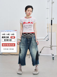 Achihara [Yes I Love Beauty Crazy] Tops Short Short Sleeve Shoulder Summer Letter Transparent T-shirt for Women