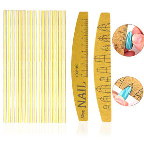 1/5/10pcs Washable Nail File Set With Scale Double-sided 100/180 Grit Nail File Grinding Sanding Buffer Buffing Manicure Tool