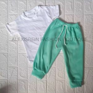 TSHIRT TERNO JOGGER PANTS KIDS PLAIN COTTON SPANDEX AND TERRY BRUSH FABRICS