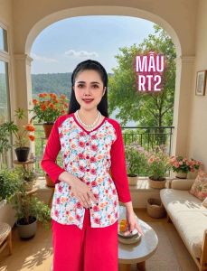 Bộ Bà Ba Truyền Thống Tay Ráp Lăn 45kg-77kg / Cổ Tim Nút Bọc / Lụa Bảo Anh 7D Bigsize mềm mịn / Quần Lụa Màu Theo Áo Hoặc Quần Đen Quần Trắng ( có túi và lưng thun)