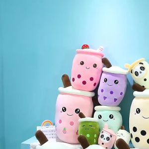 Milk Bubble Tea Plush Toy Stuffed Food Milk Tea Soft Doll Boba Fruit Tea Cup Pillow Cushion Kids
