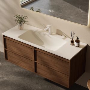 TEM | Retro Style Integrated Rock Slab Bathroom Vanity Set