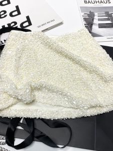 Shiny Sequin Half-length Velvet Wrap-around Pure Color Versatile Mini-skirt Fashionable Streetwear Low-waist A-line Skirt