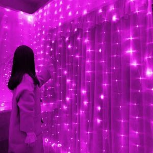 พวงโคมม่านไฟสายแบบเทพนิยาย LED แบบ3/6ม. ตกแต่งคริสต์มาสยูเอสบีโคมไฟปีใหม่ตกแต่งงานแต่งงานวันหยุด