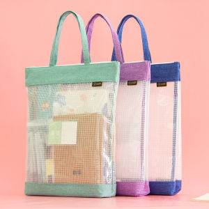 กระเป๋าใส่เอกสารแบบพกพา A4 ทรงสูง กระเป๋าใส่ของสำหรับนักเรียน EVA Grid File Handheld Storage Bag Art Bag กระเป๋าใส่ของสำหรับงานบ้าน