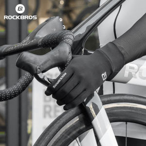 RockBros | ROCKBROS Cycling Gloves Spring Autumn Bike Gloves Non-slip Long Finger Gloves Fleece Lining Warmer Gloves Windproof Riding Glove