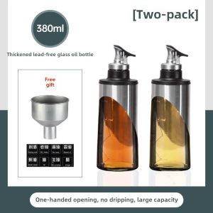 Leakproof Stainless Steel Oil Bottle Kitchen Home Use Glass Oil Pot Soy Sauce Vinegar Jar Food Grade Seasoning Storage Container