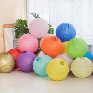 Circular Chinese Paper Lantern Handmade Folding Wedding Decoration Party Mall Event Decoration Lantern 4/6/8/10/12/14/16 Inches