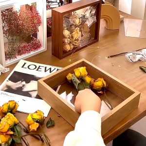 【Ready Stock】4cm Depth 3D Hollow Wooden Transparent Frame DIY Photo Dried Flower Bingkai Fhoto Mas Kahwin Decoration
