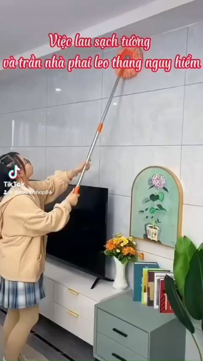 Chổi Quét Trần Nhà, Cây Lau Nhà, Cây Lau Trần Nhà Đa Năng Tiện Dụng Hình Tròn Hoa Hướng Dương Dài 180cm Xoay Linh Hoạt Dieulinhshop