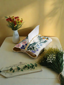 Embroidered Tissue Bag DIY Material Kit European Style 3D Fabric Art Storage Gift Traditional Chinese Drawstring Paper Box Cover