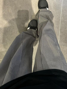 กางเกงขายาวทรงหลวมสีเทา ทรงหลวม กางเกงขายาวทรงตรงสำหรับผู้หญิง กางเกงขายาวลำลอง ทรงยาวพิเศษ ทรงหลวม สไตล์เกาหลี กางเกงขายาวทรงหลวม