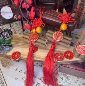 已开光 招财 东南桃木枝葫芦挂件中国结挂件朱砂东南桃木枝山鬼花钱桃木枝摆件Southeast Peach Wood Branch Gourd Pendant Chinese Knot Pendant Gift