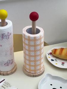 Wood Toilet Paper Holder No Drill Kitchen Storage Tissue Hanger Bathroom Accessories AntiSlip Vertical Tissue Holder Tissue Rack