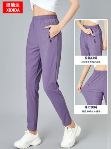 New 2025 Womens Ice Silk Quick Dry Loose Fit Slimming Sports Pants Running Fitness Elastic Straight Casual Trousers