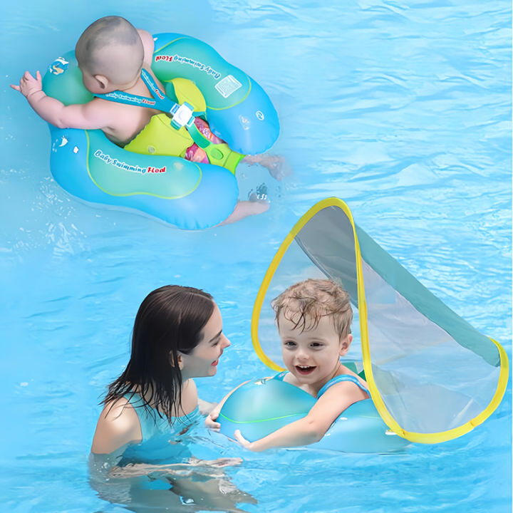 Floating Raft Pool Floats & Rafts USA Girl Baby Swim Ring Inflatable Toddler Float Swimming Pool Water Seatcanopy 64665