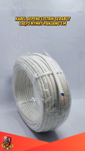 Kabel Listrik Serabut Tembaga 2x1.5 NYMHY Warna Putih Panjang 5 METER / Kabel Fleksibel Serabut Tembaga 2x1.5 NYMHY 5 Meter