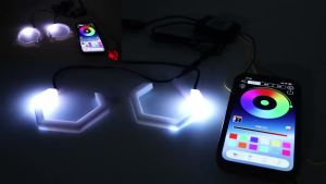 12V 24V 2PCS LED Angel Eyes Hexagon Halo Rings With Turning Signal For R15 V2 V3 KTM Rc 390 MT 15 Modification